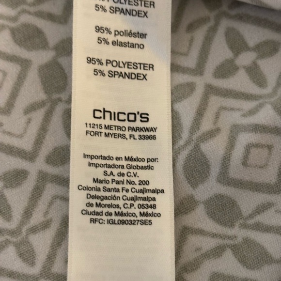 Chico's Easywear Olive and Cream Patterned Top - Picture 3 of 8